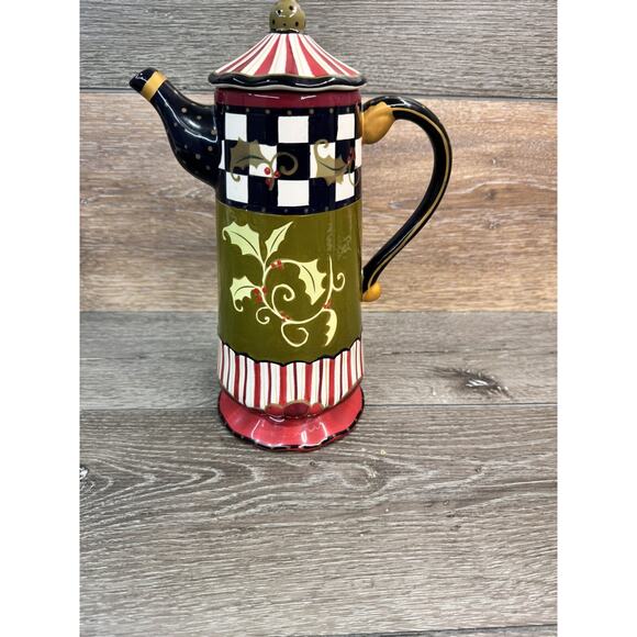 Rare Amber Rose Coffee Pot By Nanette Vacher 11.5” Tall ~unused Condition!! - Picture 2 of 11